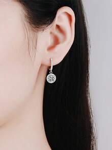 1 Pair Fashion Cubic Zirconia Waterdrop Earrings, Women's Wedding Engagement Anniversary Party Jewelry Valentine's Day Gift - Silver - View 3