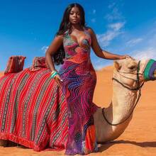 Autumn New Fashion Street Style Elegant V-Neck Sleeveless Halter Backless Slim Dress - Đã tô màu (sản phẩm đã hoàn thiện, bạn có thể thoải mái đăng bán) - Xem 4