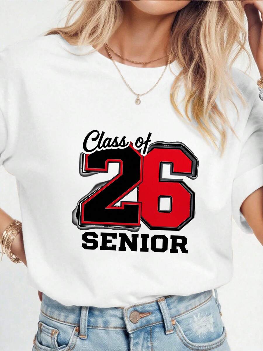 100% Cotton Class Of 2026 Senior 2026 Graduation Y-2 | SHEIN USA