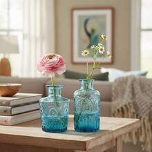 TendenciaSet De Mini Floreros De Vidrio Decorativos Jarrones Cristal AzulCalidad premium - Transparente - Ver 10
