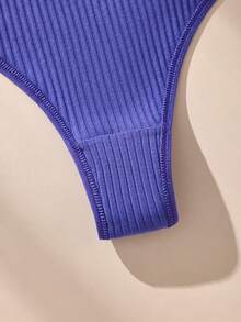 14 Pieces Of Women's Underwear Low Waisted Cotton Thong - Soft And Breathable V-Shaped Pants, Solid Color Simple Women's Underwear, Tangas Para Mujer, 14 Solid Color XS-XL Sizes To Choose From, Ropa Interior Mujer,Ribbed Elastic Comfortable Non Transparent Casual Wear, Daily Essential, Fashionable Style, Soft And Breathable, Modern Women's - 彩色 - 查看 11