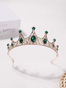 1 chiếc vương miện cài tóc bằng hợp kim thời trang và thanh lịch, phù hợp cho phụ nữ dự tiệc cưới (khuyến nghị sử dụng kẹp hình chữ U để cố định chắc chắn hơn), vương miện, vương miện cài tóc, vương miện hóa trang, phụ kiện đội đầu, vòng cài tóc cho ngày Valentine, quà tặng phụ kiện ngày Valentine, cô dâu tương lai - màu xanh lá - Xem 2