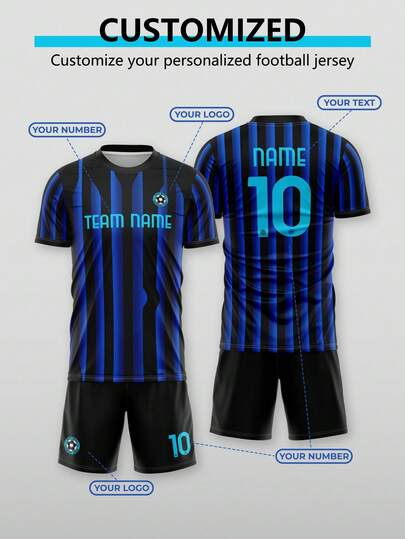 2pcs Customized 2026 World Cup-Themed Inter Milan National Team Jersey And Shorts For Serie A. Featuring Blue And Black Stripes With Patterns. You Can Customize Your Own Number. Customized T-Shirt, A New Year Gift. A Personalized, Comfortable, Casual And Relaxed Sports-Style T-Shirt.