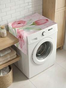 1 Floral Pattern Washing Machine And Refrigerator Dust Cover, Decorative Dust Cover, Flat Printing, Linen Material, Not Waterproof,Women's Day,Travel Essentials,Wedding Favours,Y2k,Bedroom,Car Accessories Women,Kitchen Decor,Wedding,Y2k,Party - Multicolor - View 7
