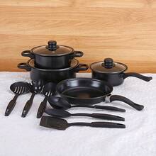 13pcs/Set Nonstick Cookware Set With Lids, Pots, Pans, Spatula, Saucepan, Frying Pan, Marble Coating