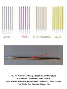 Cake Candles - 6pcs Per Box, Long-Lasting Pencil Candles, Slim Design, Ideal For Birthday Celebrations - Add Charm To Dessert Tables, Essential Cake Decoration Supplies For Perfect Birthday Parties And Holiday Decor - Multicolor - View 9