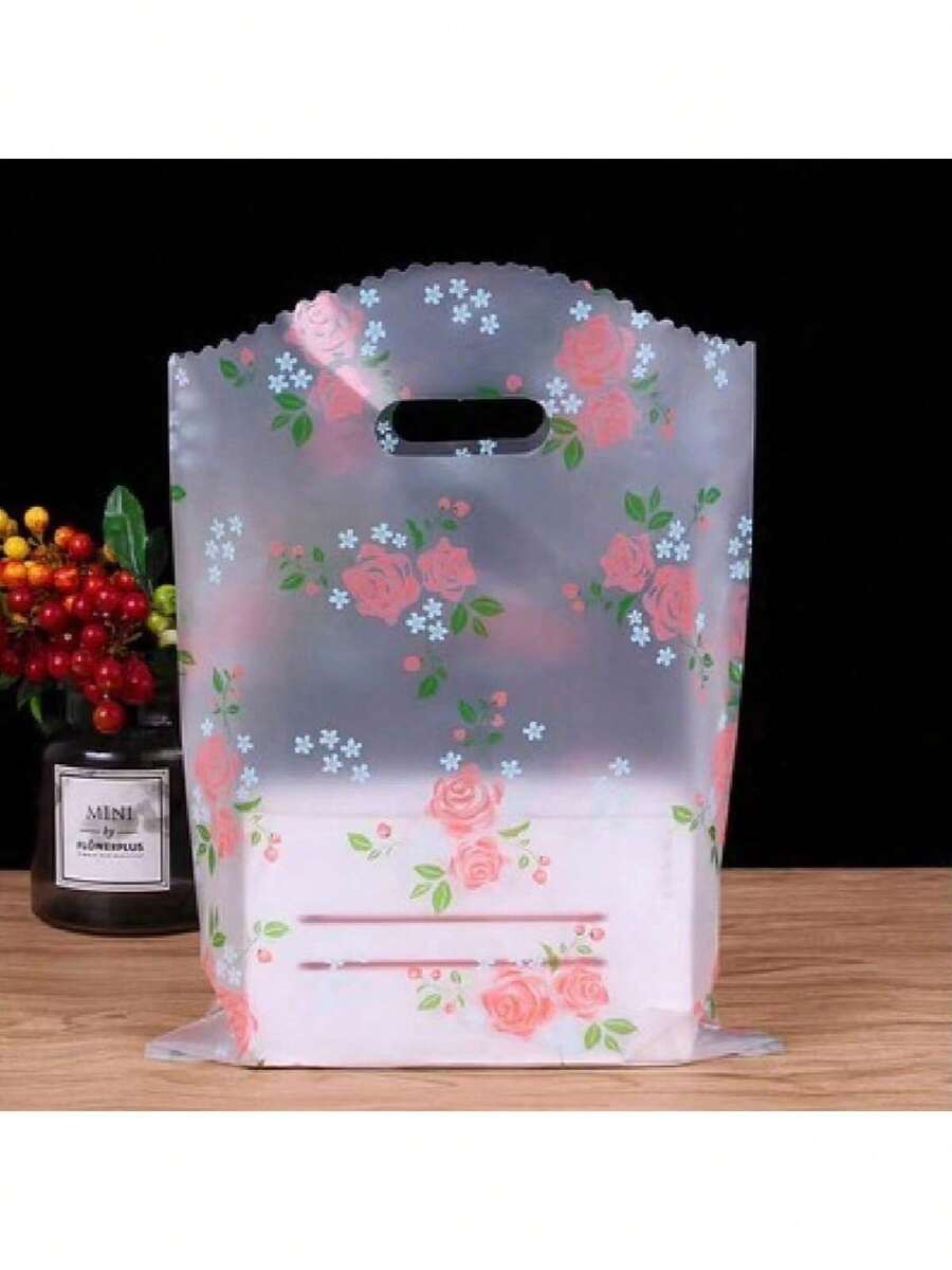 30个透明玫瑰图案礼品袋，可爱印花礼品手提袋，适用于珠宝、情人节、母亲节、婚礼回礼、周年纪念礼物、浪漫求婚、生日礼物、圣诞礼物、新娘送礼会、服装精品店、小型零售店，以及成人、浪漫送礼者、精品店老板、珠宝商。