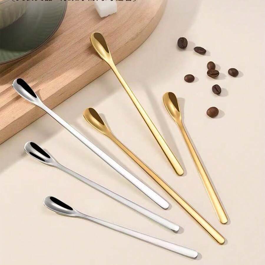 1pc Long Handle Spoon, Japanese Style Seasoning Spoon, Honey Coffee Stirring Spoon, Tea Spoon, Cup Companion Gift - Multicolor - View 1