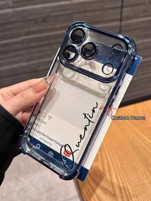 Personalized Name Phone Case, Compatible With IPhone 17 Pro Max And 17 Air, Transparent Shock-Proof Electroplated Lens Protector, Acrylic + TPU Frame, Great Christmas Gift - Blue - View 2