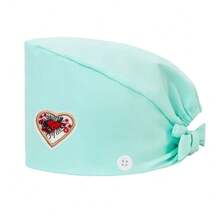 1 pezzo Cappellino da lavoro per donne in materiale di poliestere con stampa digitale a motivo a cuore del marchio, regolabile con elastico, adatto per medici, infermieri, saloni di bellezza, cliniche veterinarie, addetti alle pulizie e personale di servizio - Multicolore - Visualizzare 23