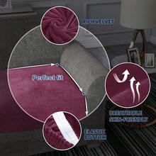 MAXIJIN Velvet Stretch Couch Cushion Covers Soft Loveseat Cushion Cover Replacement Sofa Seat Cushion Slipcovers RV Protector With Elastic Bottom (1 Piece Loveseat Cushion Cover, Wine Red) - 酒紅色 - 查看 6