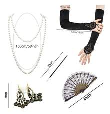 TendenciaMascara Gatsby Accesorios Disfraz Halloween Plumas DiademaCalidad premium - C negra - Ver 4