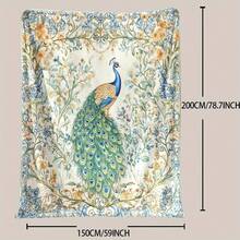 1pc Retro Peacock Print Throw Blanket - Soft, Warm, And Colorful With Floral Patterns, Holidays, Travel, Camping, Office, And Home Decor, Cozy Nap Accessory |   Whimsical Decor |   Vibrant Design, Peacock Decor - Nhiều màu - Xem 10