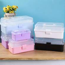 1pc 3-Layer Plastic Storage Box, Multi-Purpose Storage Box, Household Folding Tool Box, Portable Art & Craft Box, Sewing Supplies Organizer, Medicine Box - Pink - View 5
