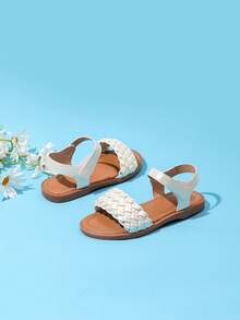 Minimalist Style Woven Casual Summer Sandals For Girl - White - View 4
