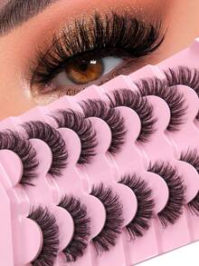 HINARIN 7 Pairs False Lashes Natural Look Faux Mink Lashes Fluffy Fake Eyelashes Perfect Curl 6D Layered Cat Eye Lash Wispy False Eyelashes - Fluffy Lashes - View 2