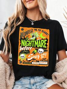 Vintage Nightmare Before Christmas T-Shirt T Shirt  Women Unisex Tshirt SY886-4 - Black 5 - View 2