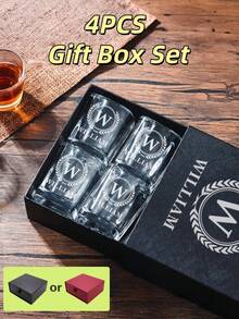 1个/4个礼盒套装 – 个性化烈酒杯 – 2盎司/60毫升，可定制姓名威士忌酒杯，永久激光雕刻 – 不褪色威士忌酒杯 - 雷射 - 查看 15