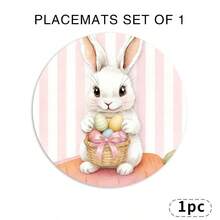 1 Set Of Complete Easter Bunny, Easter Eggs, Tulips, Basket And Lace Round Placemats, Suitable For Spring, Summer, Autumn And Winter, Multi-Color Pattern Design, Made Of 100% Polyester, Size: 15*15 Inches, Machine Washable, Polyester Material, Heat-Resistant And Stain-Resistant - Multicolor - View 18