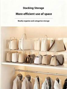 Transparent Wardrobe Storage Bag With Handles, Removable Shelves, Suitable For Bedroom, Bathroom, Office, Practical Book Shelf L-Shaped Storage Rack, Space-Saving, Can Be Used As Car Storage Box, Drawer Organizer. Transparent 4-Grid Storage Box Suitable For Small Handbags, Also Suitable For Wardrobe Storage Of Clothes, Sweaters, Socks, Pants, Jeans, Underwear, Etc. - Clear - View 3