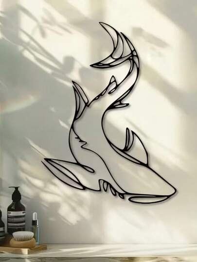 鲨鱼墙饰 - 海洋风格航海装饰，创意热带海滩家居点缀，独特现代切割设计，完美家居礼品
