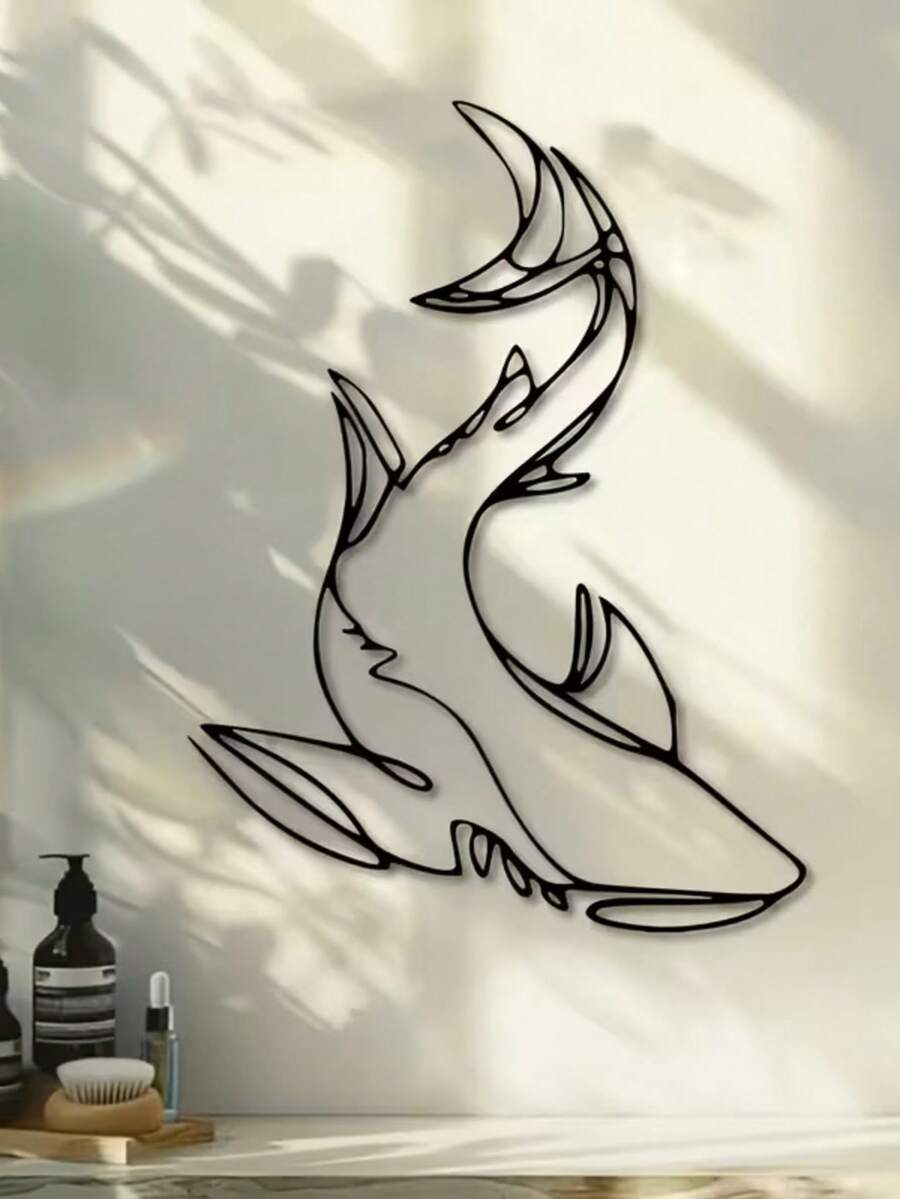 Shark Wall Decor - Ocean Style Nautical Decoration, Creative Tropical Beach Home Accent, Unique Modern Cut Design, Perfect Home Gift - View 1