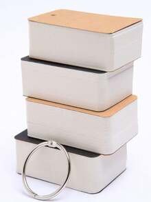 100pcs Blank Index Cards, White Hard Card Paper, Punched Loose Leaf Paper Cards With Metal Ring, Portable Handwritten Flashcards For Learning, Notes, Office Supplies, Available In Multiple Colors - Multicolor - View 1