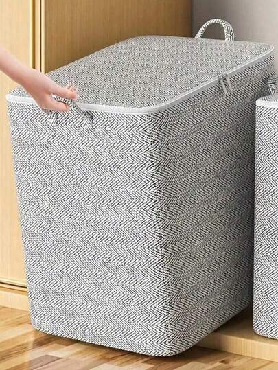 Large Foldable Fabric Storage Bag With Lid, Collapsible Storage Box With Handle, Suitable For Storing Clothes, Bedding, Pillows And Toys, Also Can Be Used For Under-Bed Storage Garment Bag Waterproof Bag Storage Bags Clothes Organizer Clothes Storage Clothes Bag Packing Cubes Travel Essentials Travel Organizer