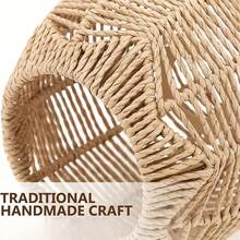 2pcs Art Deco Rattan Pendant Light Shades, Woven Basket Chandelier Covers For Home Dining Room Cafe Tea Shop Decor, 5.89" X 5.51" - No Electricity Or Battery Needed, Weaved, Basket Lamp Shades - Apricot - View 3