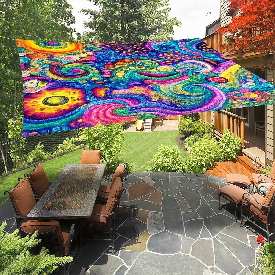 1pc 2D Digital Print Sun Shade Cloth, 5 Different Styles Available, Features Include Printed Pattern Design, Windproof, Detachable, Lightweight, Partial Shading, Dust-Proof - Multicolor - View 1