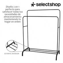 CYSELECTSHOP Perchero Organizador Rack Doble Armario Para Ropa Closet Doble Poste Perchero De Piso Closet Para Colgar Sombreros Bolsos Zapatos Cajas de Almacenamiento Estante De Ropa 158 Cm Negra - Negro - Ver 2