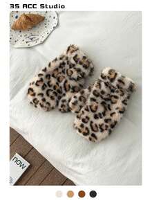 Luxury Plush Faux Fur Tiger Print Mittens For Women, Warm Winter Gloves, Windproof, Cute Furry Versatile Gloves - Multicolor - View 11