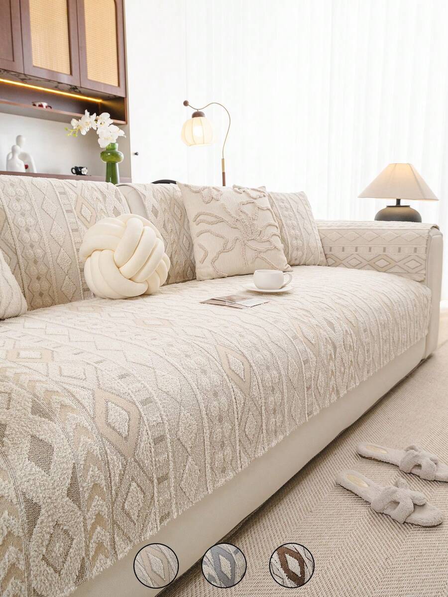1 chiếc vỏ đệm sofa chống trượt kiểu Bohemian, chất liệu jacquard chenille, thân thiện với thú cưng và dễ vệ sinh, phù hợp cho phòng khách, phòng ngủ, bảo vệ sofa bốn mùa.