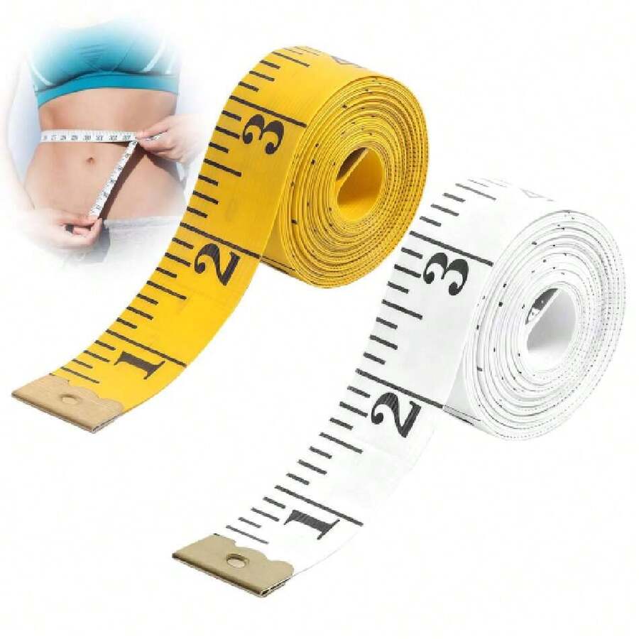 2 Pzs Cinta Métrica Corporal Lateral, Regla Flexible de Costura Corporal de Doble Escala, Cinta Antropometrica para Costura, Hacer Manualidades, Medir el Cuerpo(3m, Amarillo, Blanco),37542116 - Multicolor - Ver 1