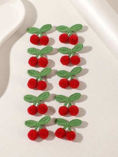 10 قطعة من مشابك الشعر الجديدة بشكل كرز صغير، ديكور جميل للفتيات، إكسسوار احتفالي لرأس السنة الجديدة