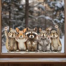 1 miếng dán trang trí kính hình động vật dễ thương, hình sóc và gấu trúc tự dính. - Nhiều màu - Xem 7