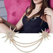 Leoon Broche de mujer, broche de cadena de borla de aleacin de moda con forma de copo de nieve broche para ropa vestido decoracin joyera - como se muestra en la figura - Ver 7