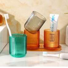 Bathroom Tumbler 2 Pieces Unbreakable Toothbrush Cup Dishwasher  Drinking Cup Gray And Gray - Xanh & Xanh - Xem 6