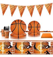 TendenciaPaquete Vajilla Desechable De Fiesta Basquetbol 25 Personas Multicolor Básquetbol BásquetbolCalidad premium - Multicolor - Ver 3