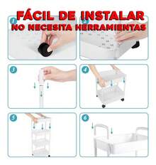 TendenciaCarrito Auxiliar Organizador Almacenamiento Multiusos L263gyCalidad premium - Beis - Ver 7