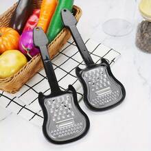 1pc/2pcs 3-In-1 Stainless Steel Cheese Grater, Guitar Shaped With Plastic Handle - For Hard Cheese, Parmesan, Cheddar, Ginger, Vegetables, Chocolate, Fruits - Creative Kitchen Tool, Cheese Slicer