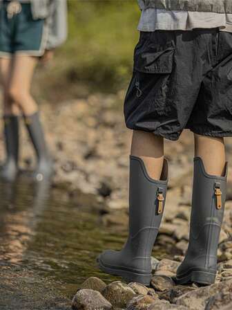 New Fashionable Couple High-Top Versatile Cute Outdoor Non-Slip Waterproof Jelly Shoes Suitable For Beach Combing, Soft-Soled Rain Boots