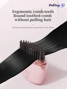 PinkSings 迷你直发器，无线充电便携式直发梳，三档温度调节，快速加热热梳和防烫外壳，居家旅行必备礼品