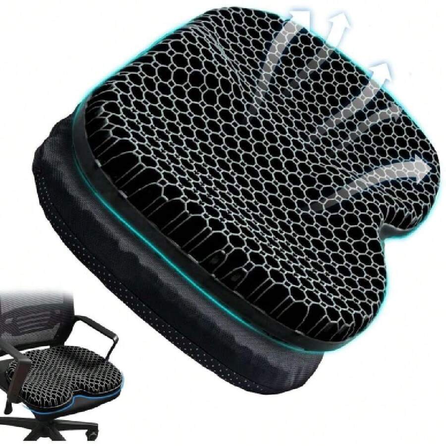 Cojín de Gel para Asiento, Cojín de Asiento para Coxis, con Funda Antideslizante, para Ciática, Alivio del Dolor de Coxis, para Oficina, Casa y Coche (32cm*40cm*3cm, Negro),37543167 - Gris Claro - Ver 1