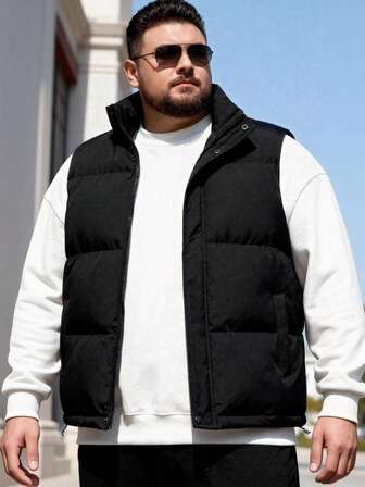 男士加厚棉质背心，宽松大码夹克，适合日常休闲、通勤和户外穿着，秋冬季