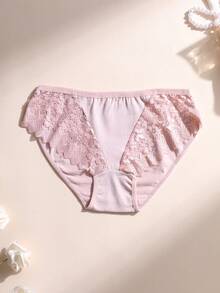 6条装女士纯棉内裤，性感蕾丝拼接，低腰无痕，柔软舒适透气，适合瑜伽、运动和日常穿着。 - 彩色 - 查看 6