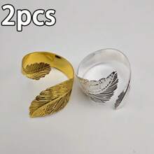 Anillos para servilletas con hoja de oro, Portaservilletas de hotel y restaurante - Dorado - Ver 13