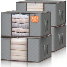 105L Bolsas De Almacenamiento, 4 Piezas Para Guardar Cobijas Y Edredones Transparente Plegable, Cajas Con Asa Reforzada Para Ropa De Cama - por defecto - Ver 8