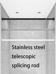 26.77in-113.78in Adjustable Stainless Steel Tension Rod - Extendable Curtain Rod, Wardrobe Hanging Rod, RV Clothes Rod, Tension Rod, Curtain Rod, Drying Rack, No Drilling Required, Suitable For Bathroom, Window, RV, Living Room, Bedroom, Kitchen, Outdoor, Wardrobe - Multicolor - View 5
