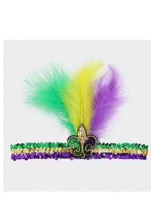 Carnival Headband With Sequined Glittering Hairband, 1920s Carnival Party Headwear